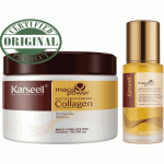 Karseell Collagen Hair Treatment - Deep Repair Mask 500ml - Maca Oil Hair Serum For Dry Damaged Hair 50ml - All Hair Types